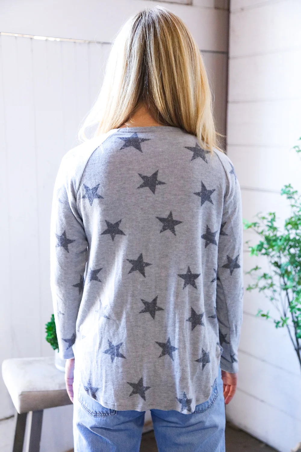Grey Scattered Stars Cosy Long Sleeve - Image 4