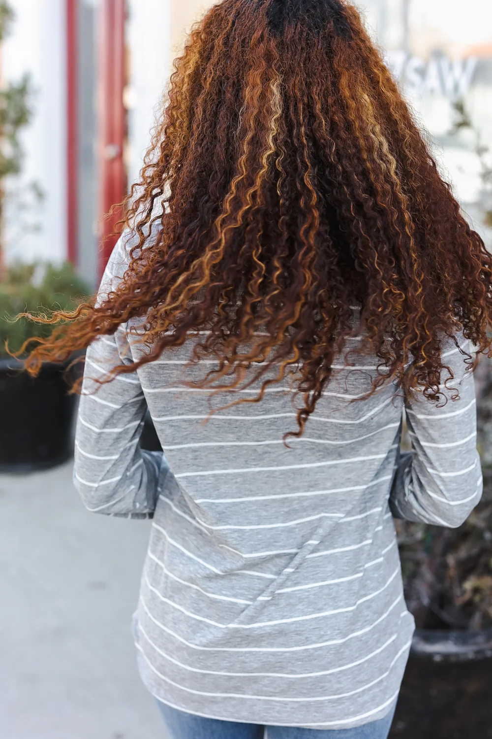 Grey & Stripe Button Top - Image 7