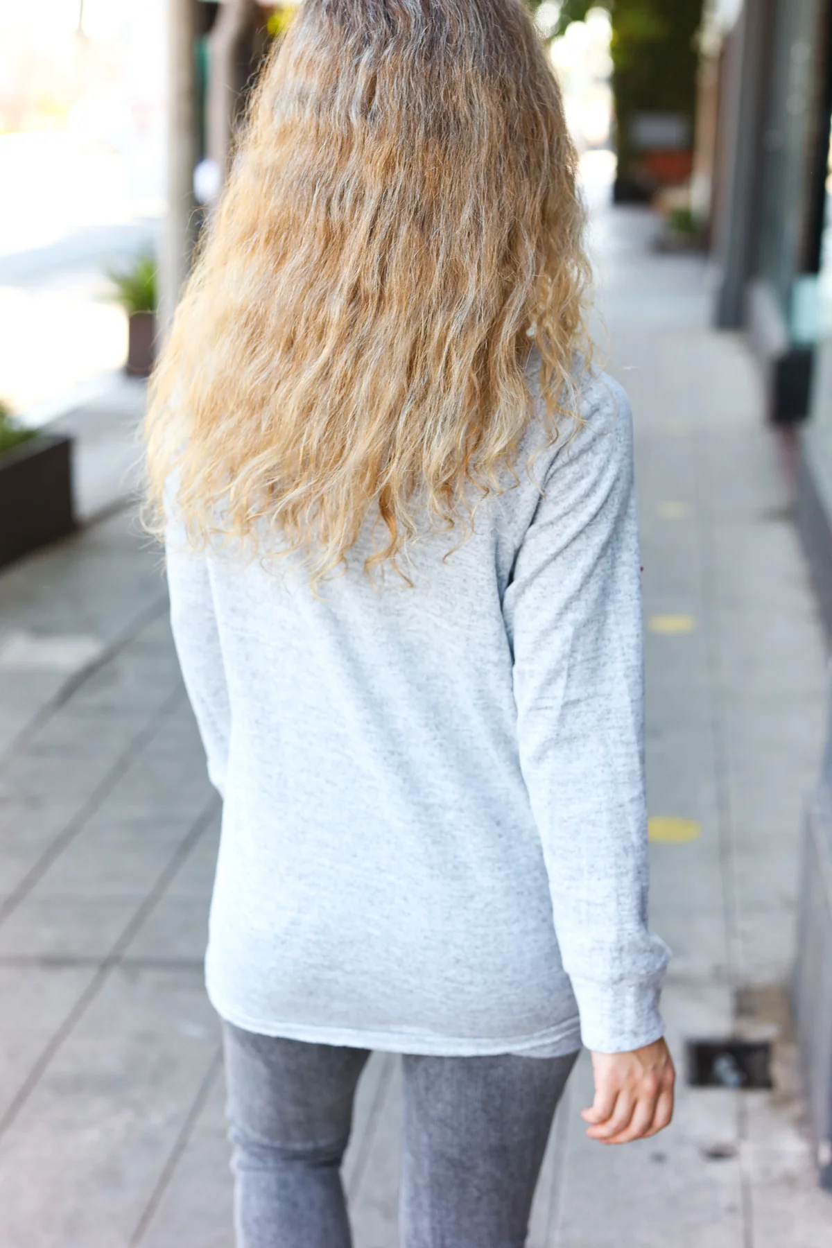 Heather Grey Tie Hem Top - Image 6