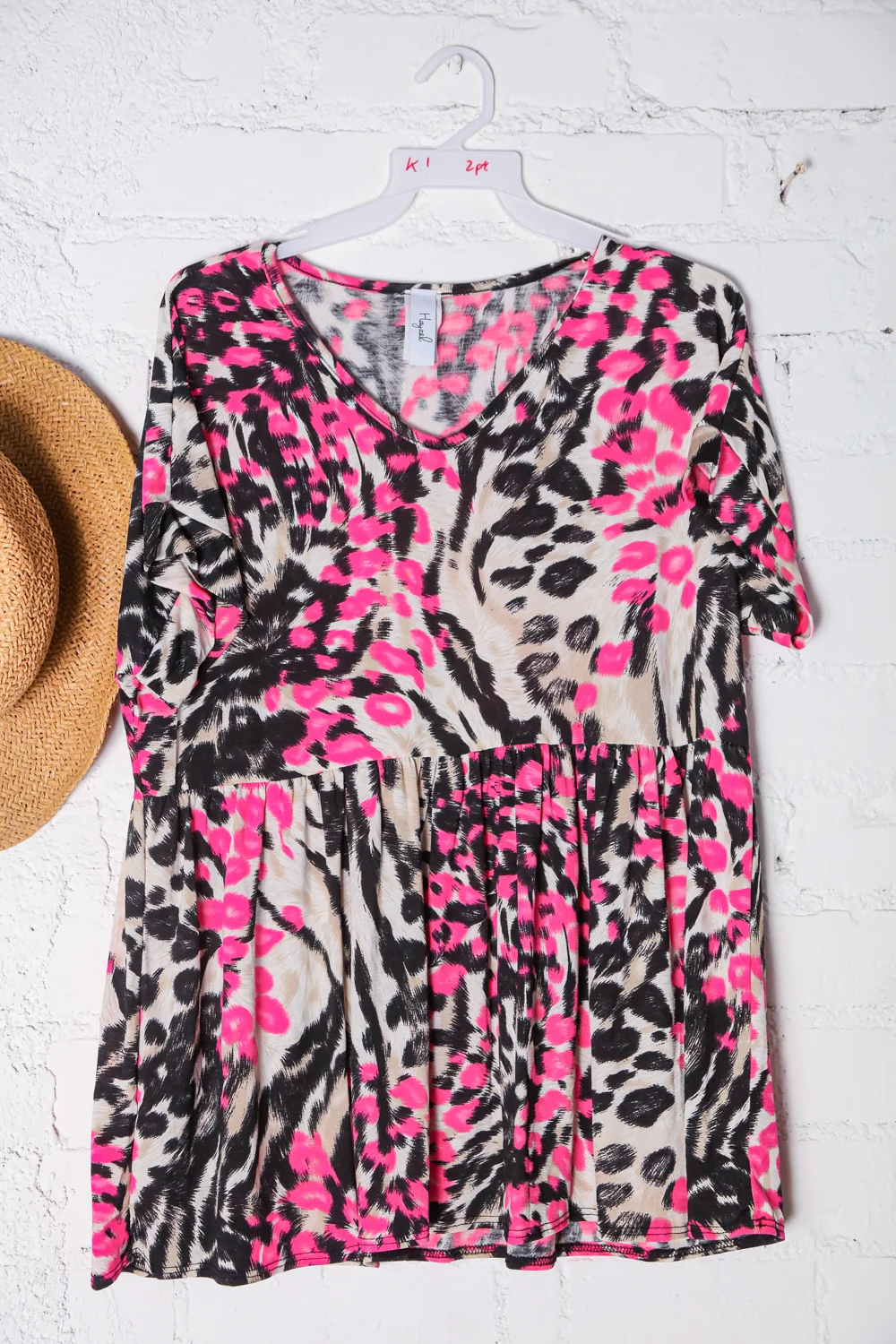 Hot Pink Animal Babydoll Top