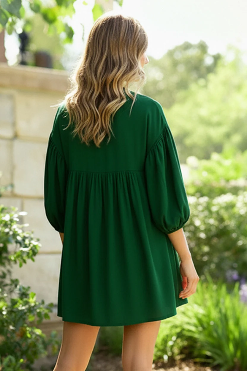 Hunter Green Crepe Fabric Dress - Image 3