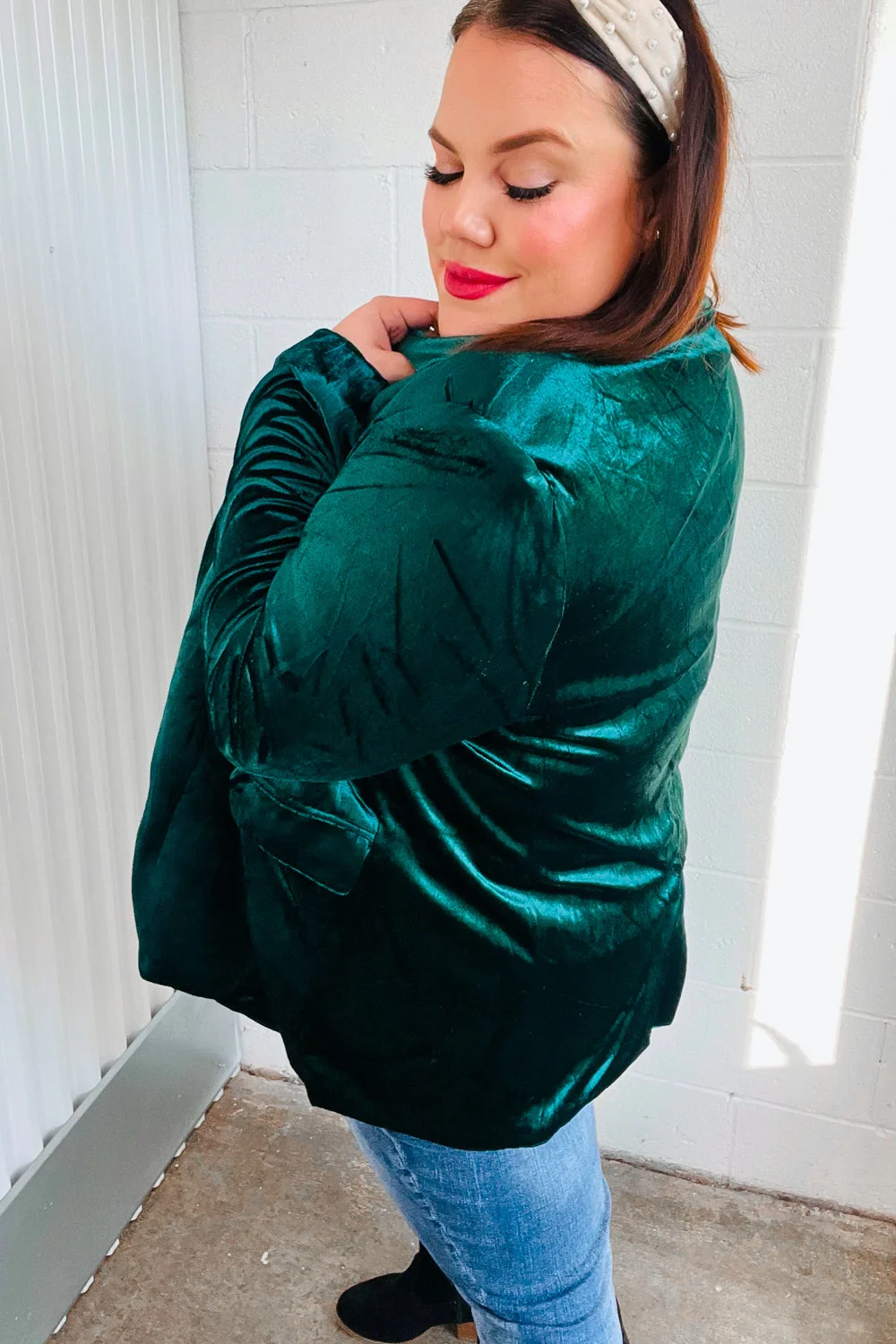 Dazzling Hunter Green Velvet Lapel Blazer (Open Pack) - Image 18