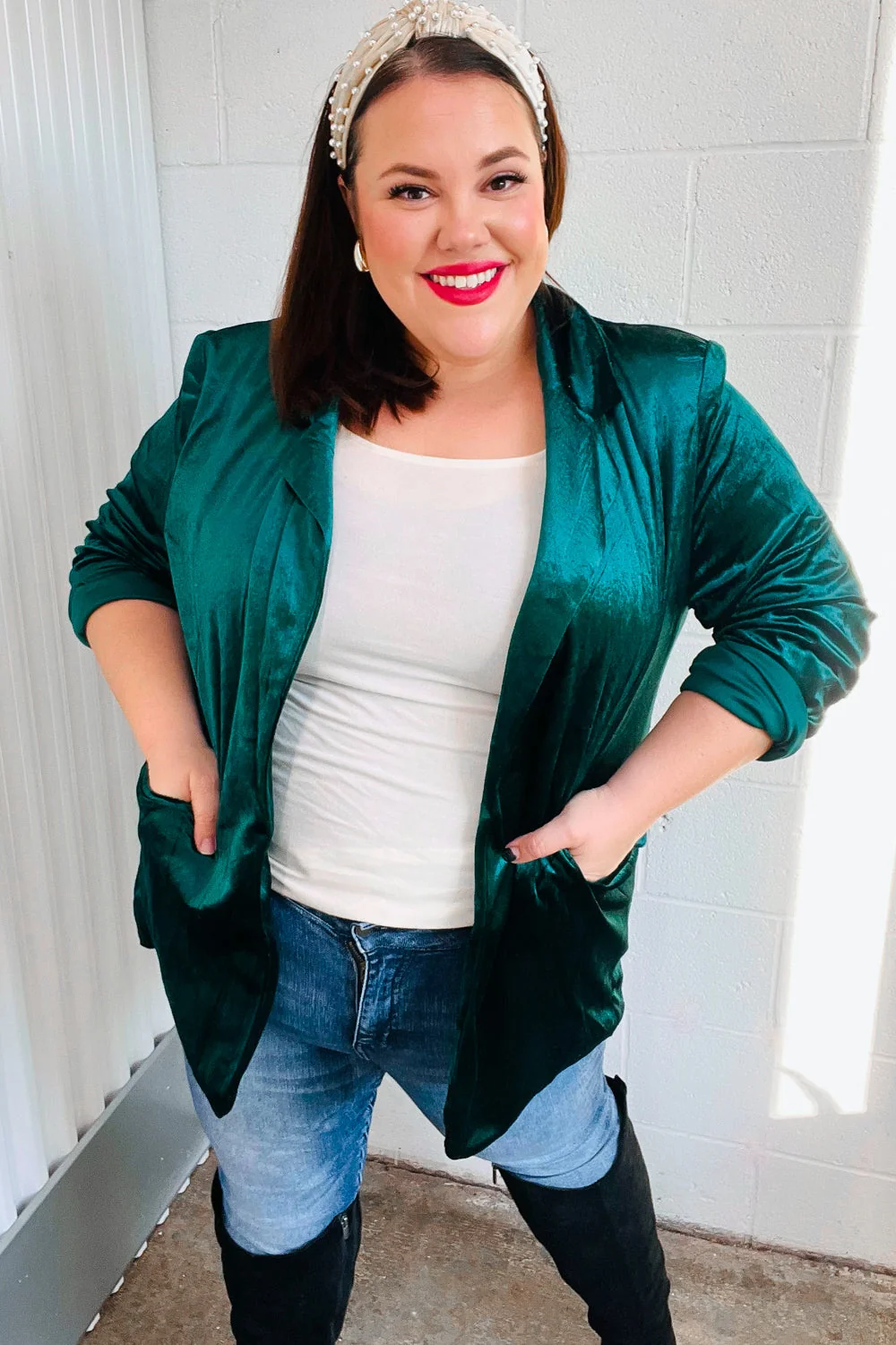 Dazzling Hunter Green Velvet Lapel Blazer (Open Pack) - Image 19