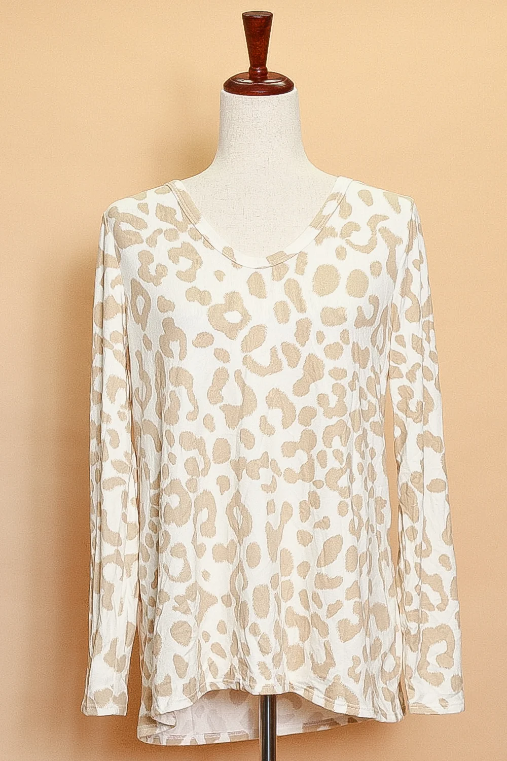 Ivory and Taupe Animal Long Sleeve Top (5pc)