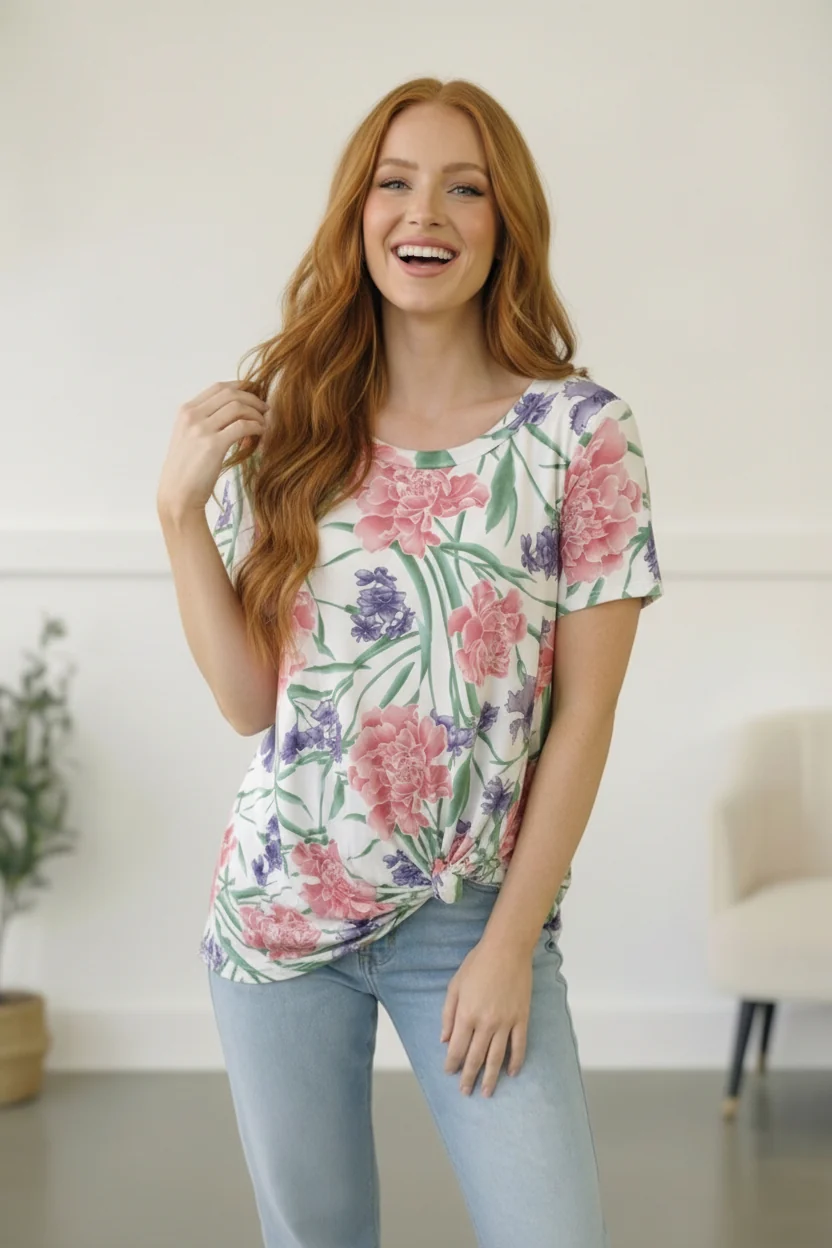 Ivory Floral Top - Image 3