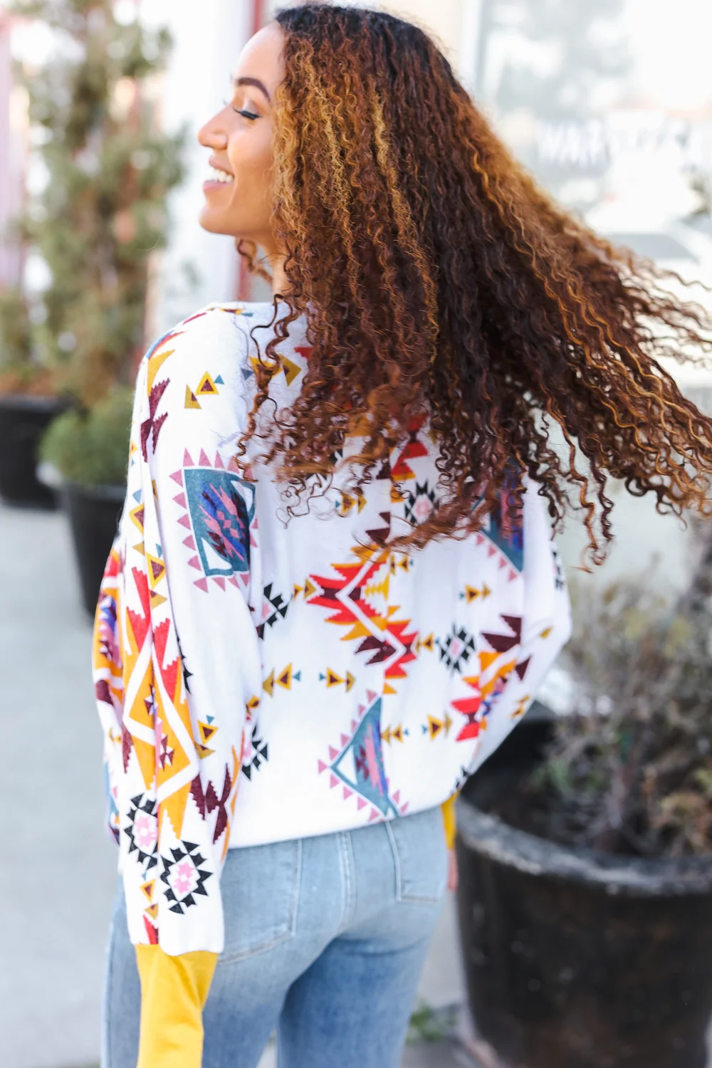 Ivory Multi Aztec Dolman Top - Image 4