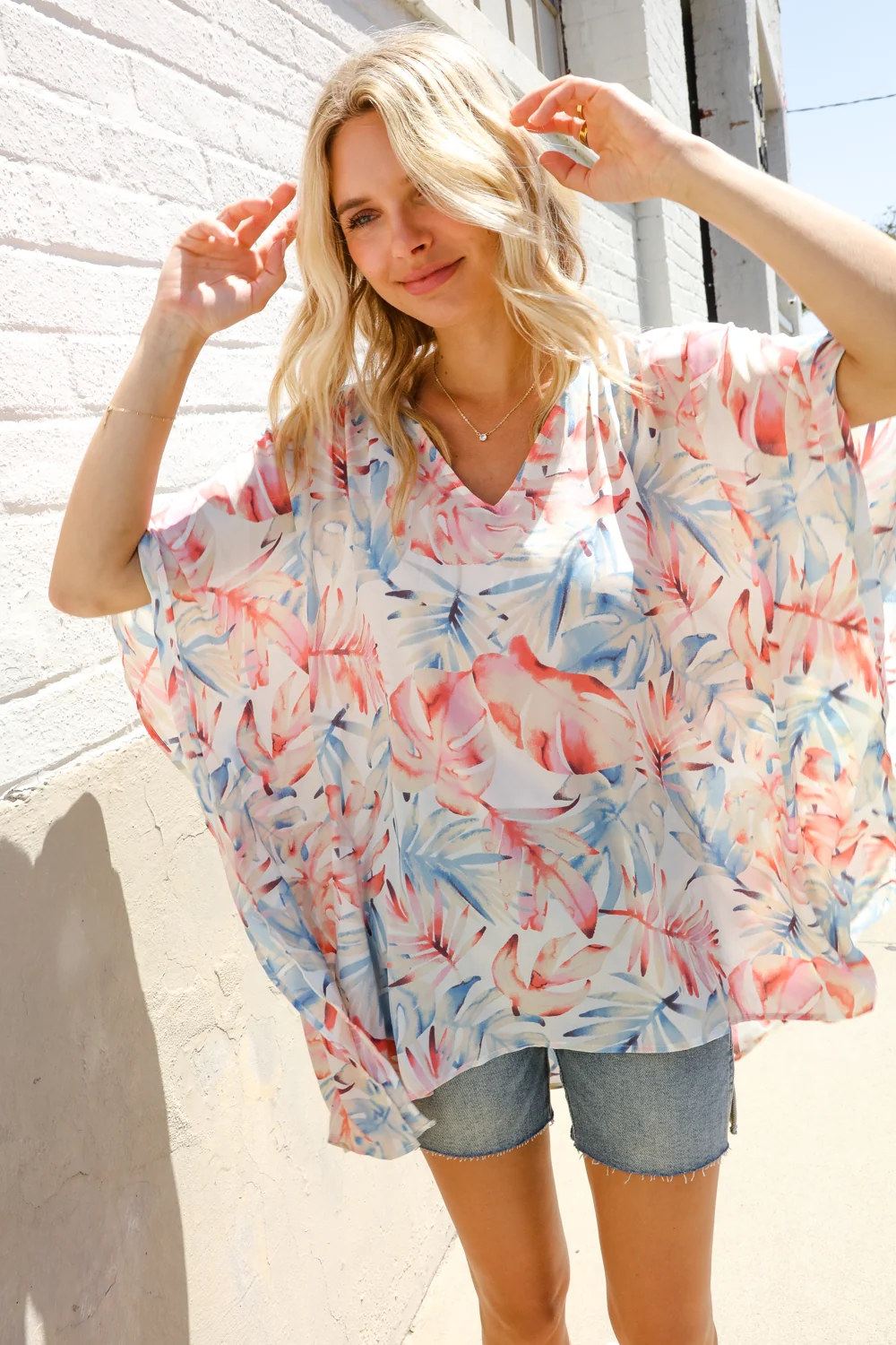 Ivory Tropical Floral Woven Top - Image 7