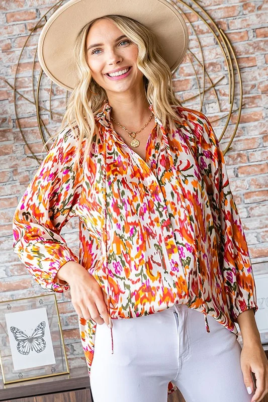 Ivory Woven Floral Print Design Blouse - Image 5