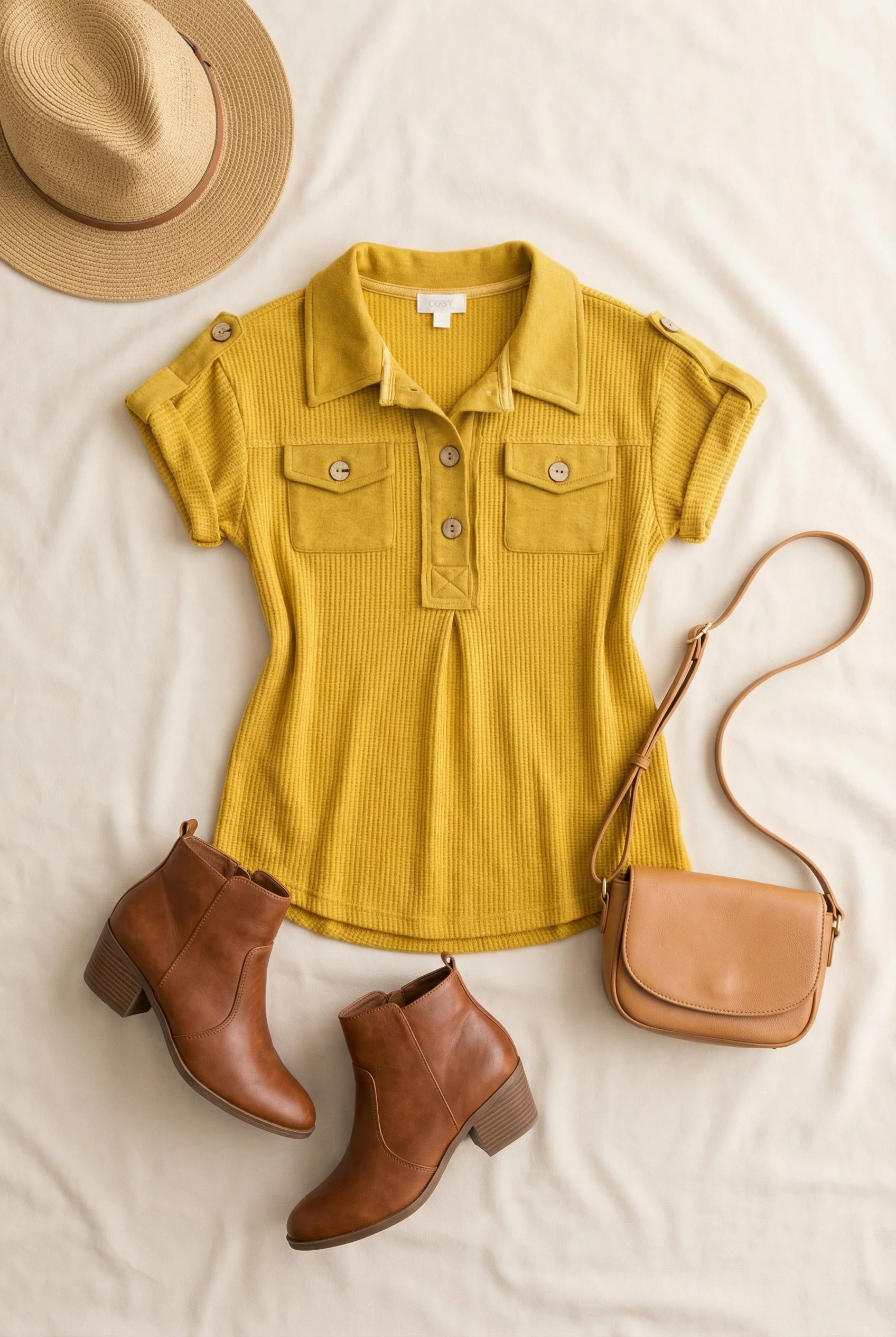 KIDS Mustard Pocket Thermal Dress