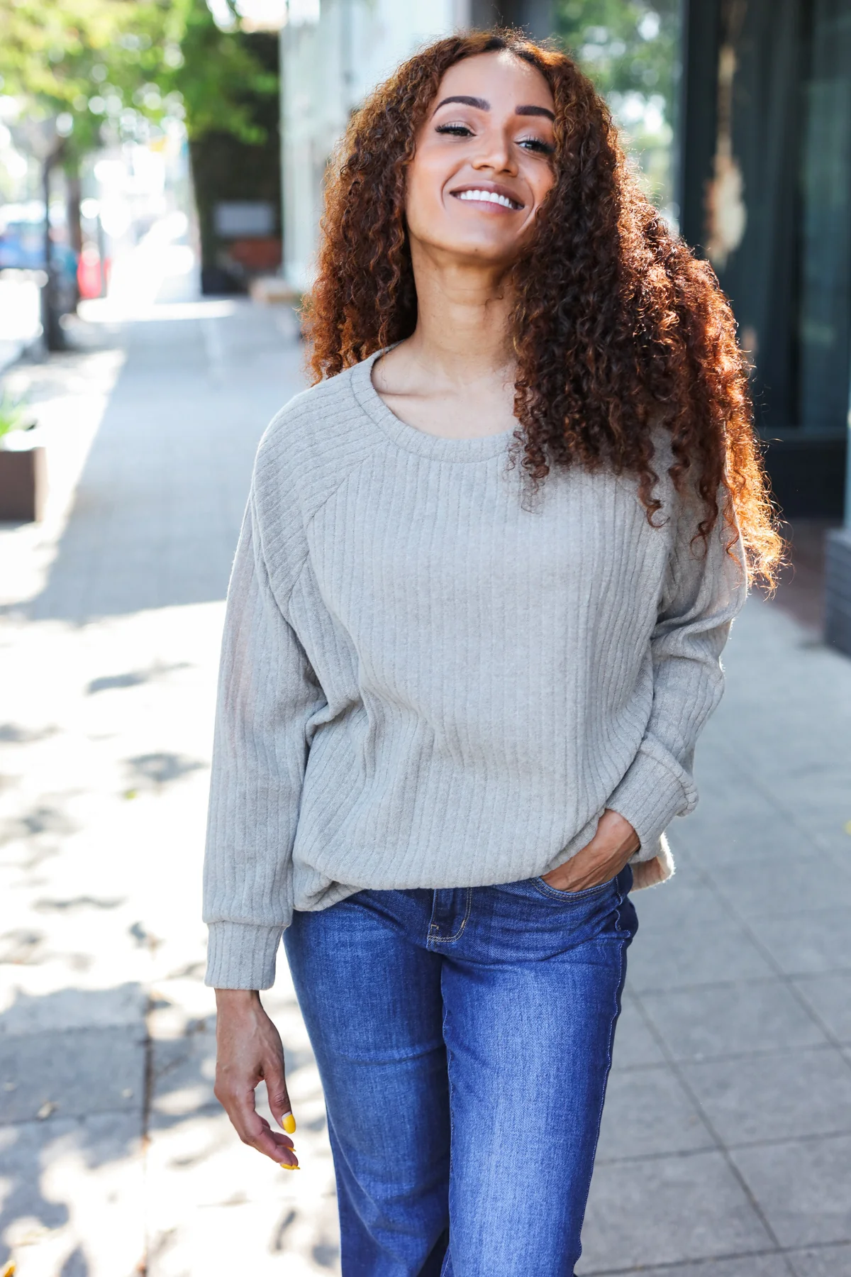 Light Olive Brush Ribbed Sweater - Image 4