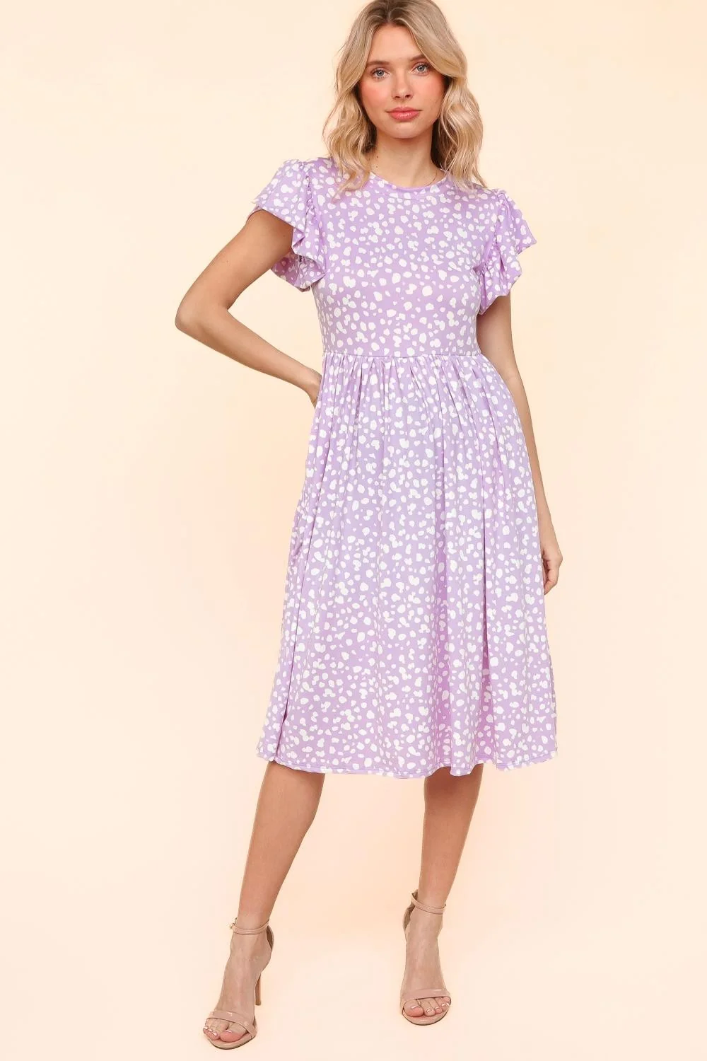 Lilac Fit and Flare Midi Buttery Smooth Knit Dress - Image 2