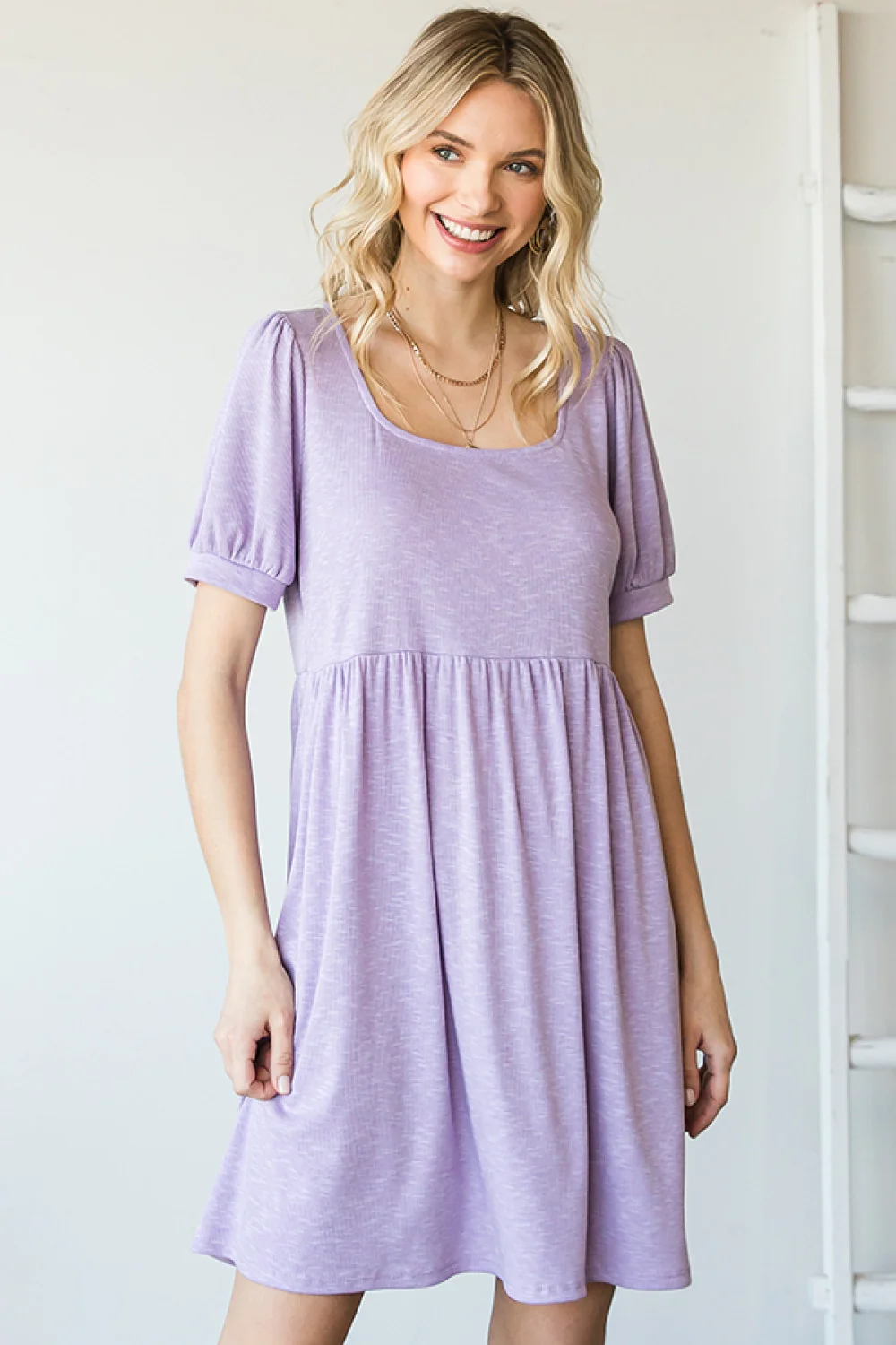 Lilac Two Tone Ribbed Dress - Image 3