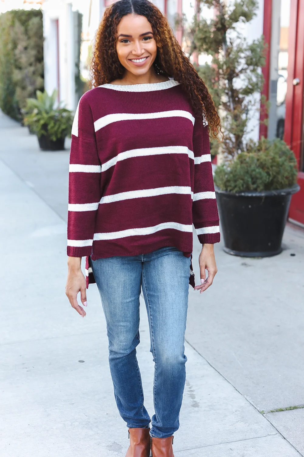 Maroon Stripe Sweater - Image 2