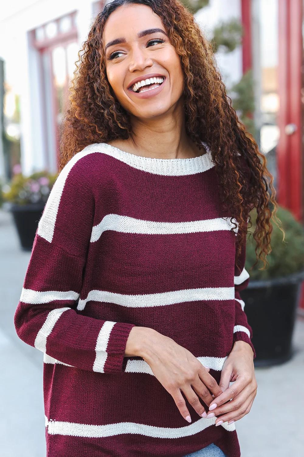 Maroon Stripe Sweater - Image 3