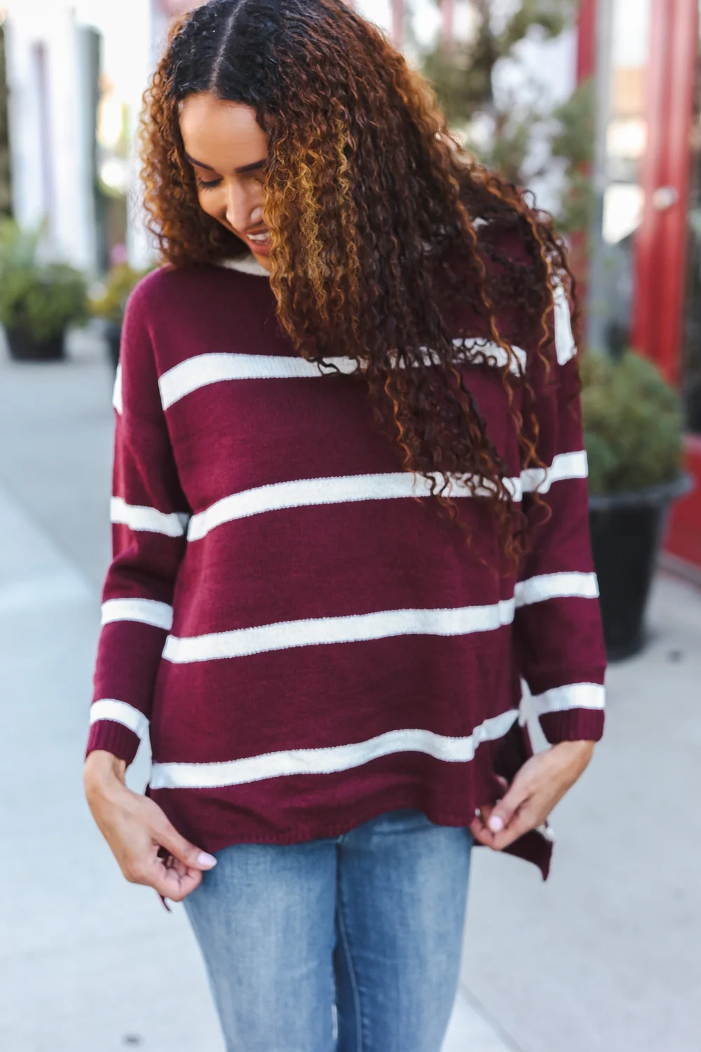 Maroon Stripe Sweater - Image 4