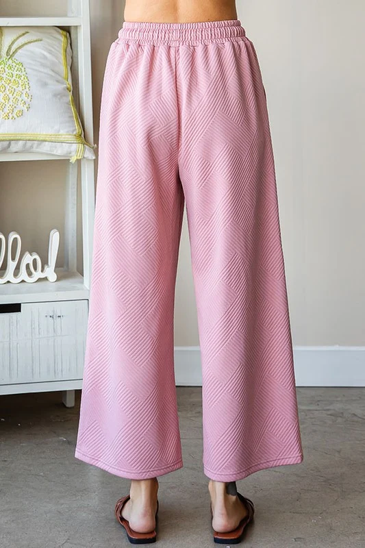 MAUVE SOLID COLOR TEXTURED CROPPED PANTS - Image 3