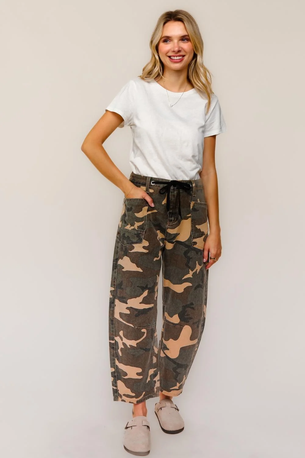 Mid Rise Camouflage Print Jeans