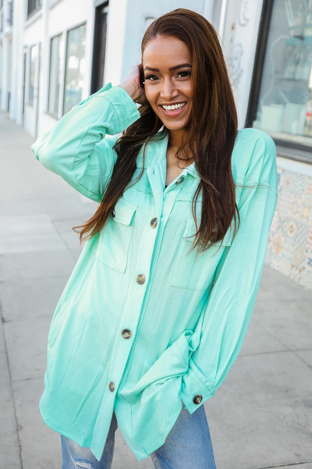 Mint Pocketed Soft Shacket - Image 2