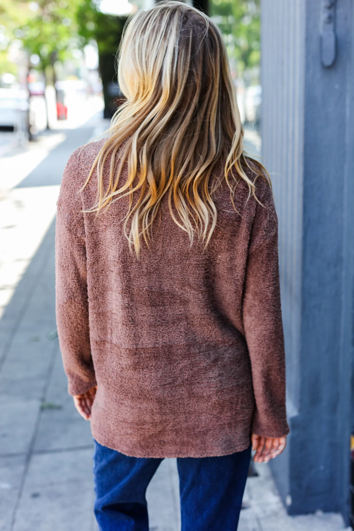 Mocha Sherpa Cowl Neck Sweater - Image 10