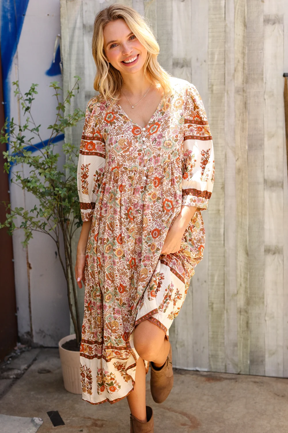Multi Floral Woven Dress - Image 5