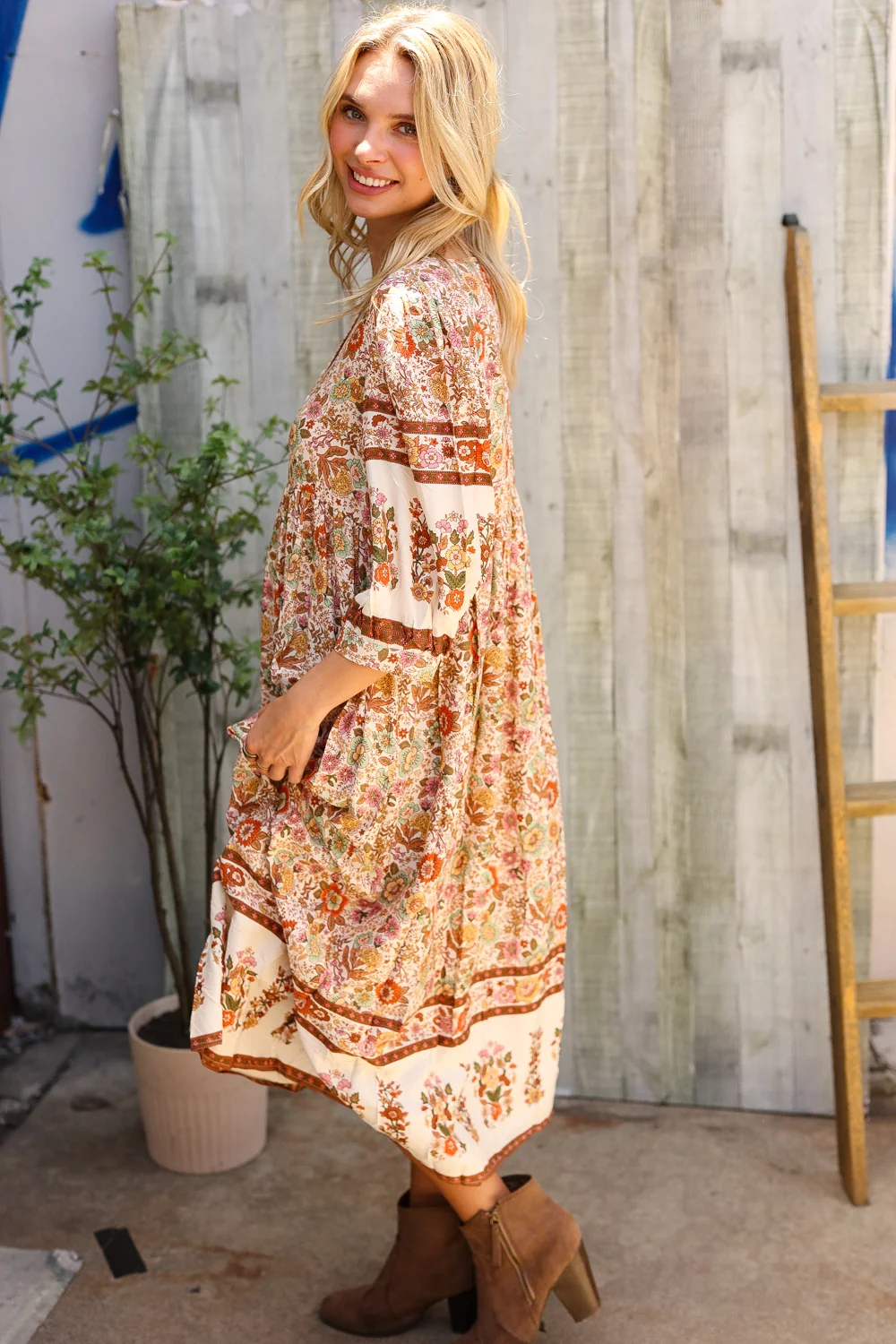 Multi Floral Woven Dress - Image 8