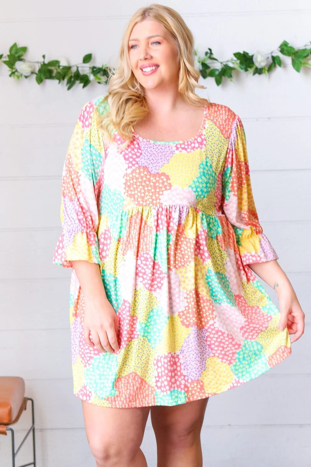 Multicolor Floral Patchwork Fit and Flare Dress (Open Pack) - Image 8