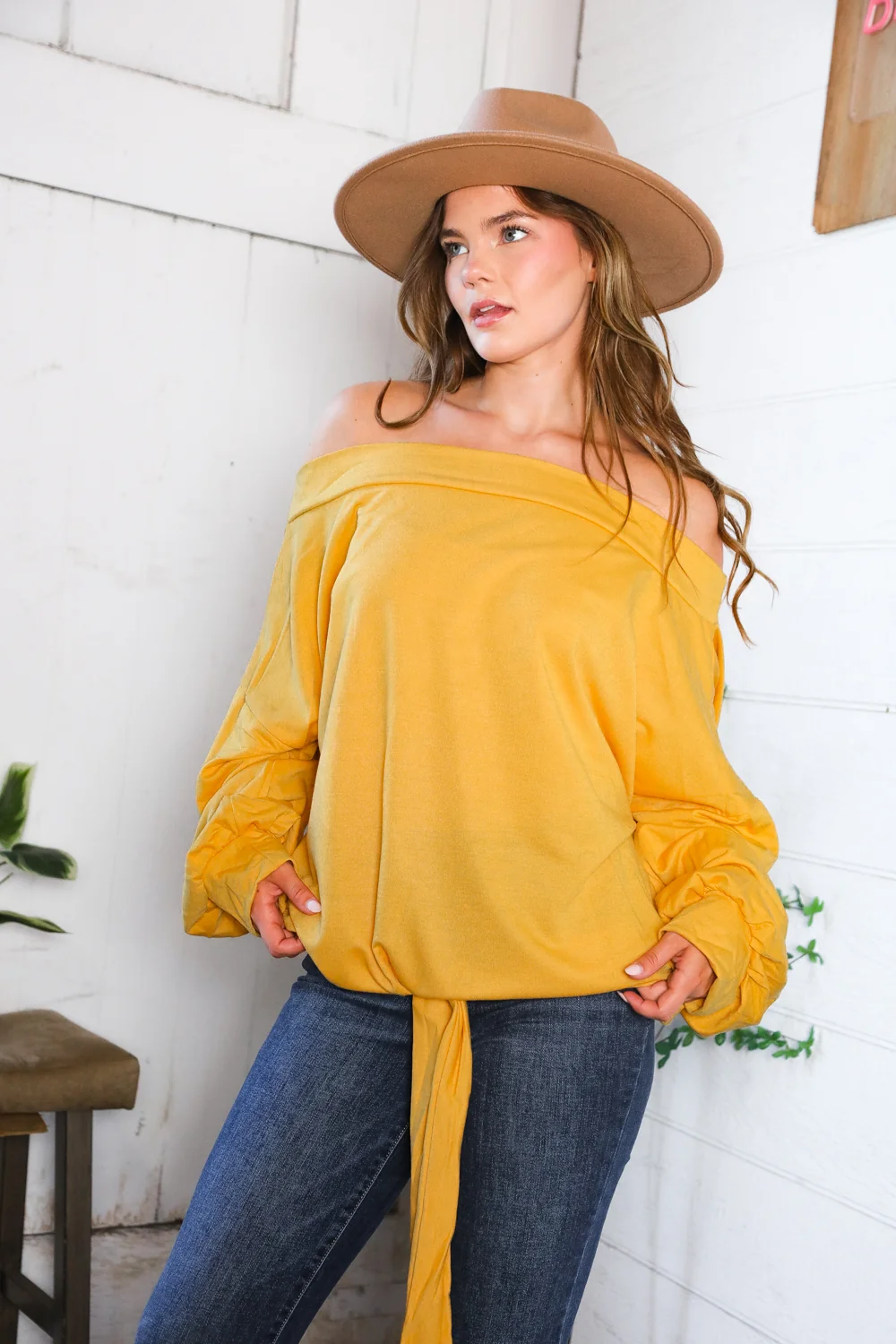 Mustard Off Shoulder Top - Image 2