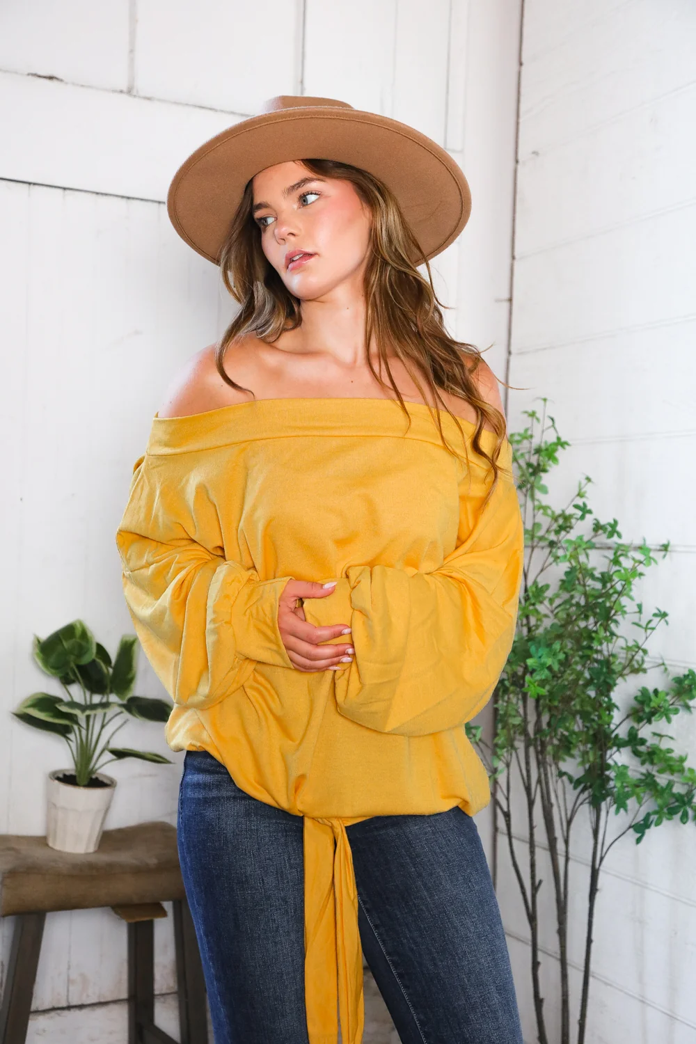 Mustard Off Shoulder Top - Image 5