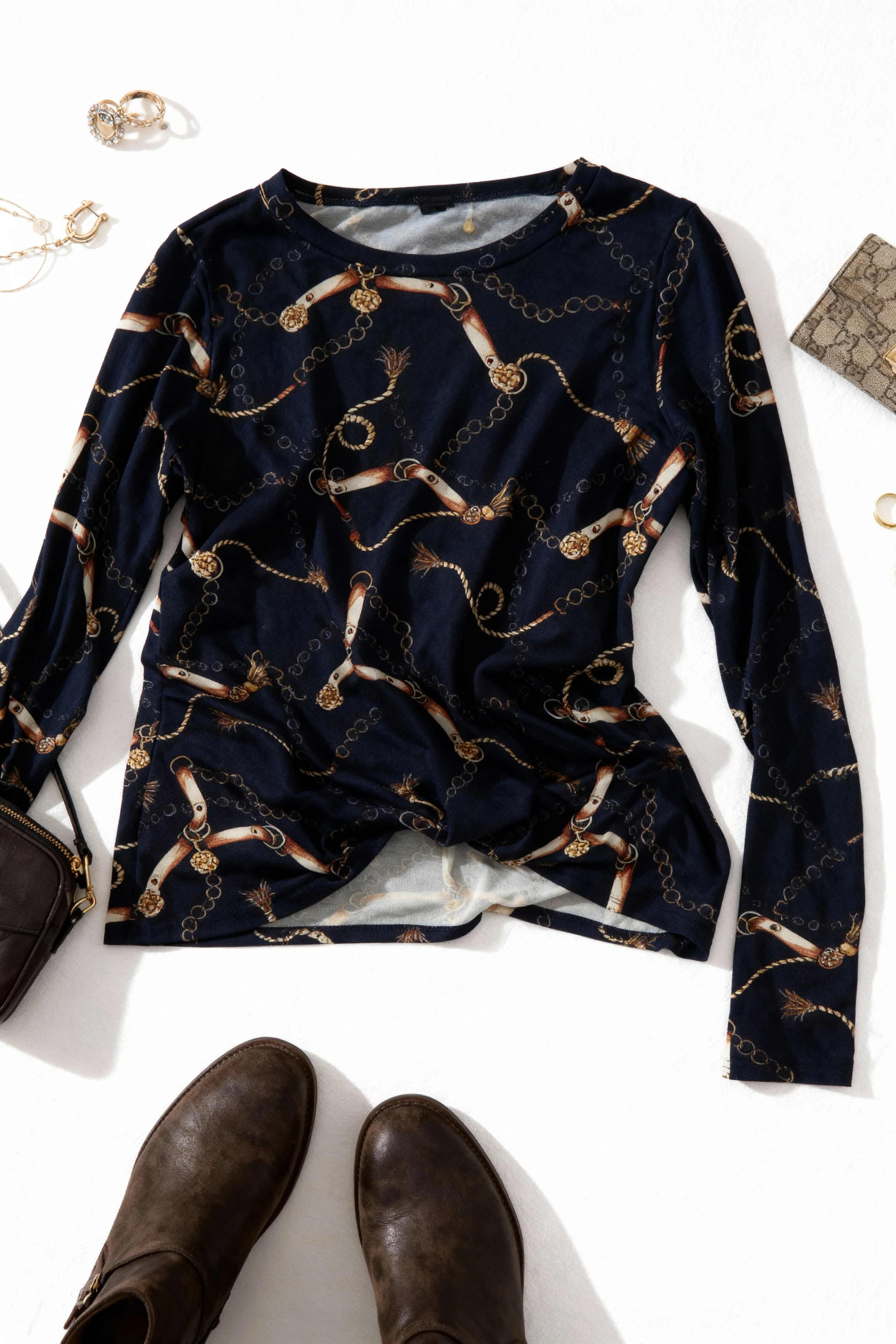 Navy Chain Design Top