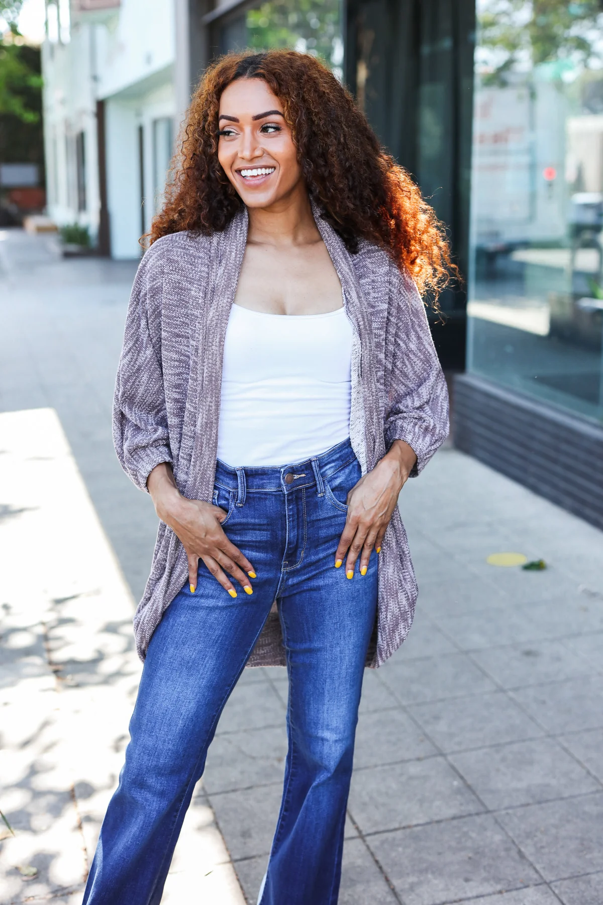 Off Burgundy Knit Cardigan - Image 4