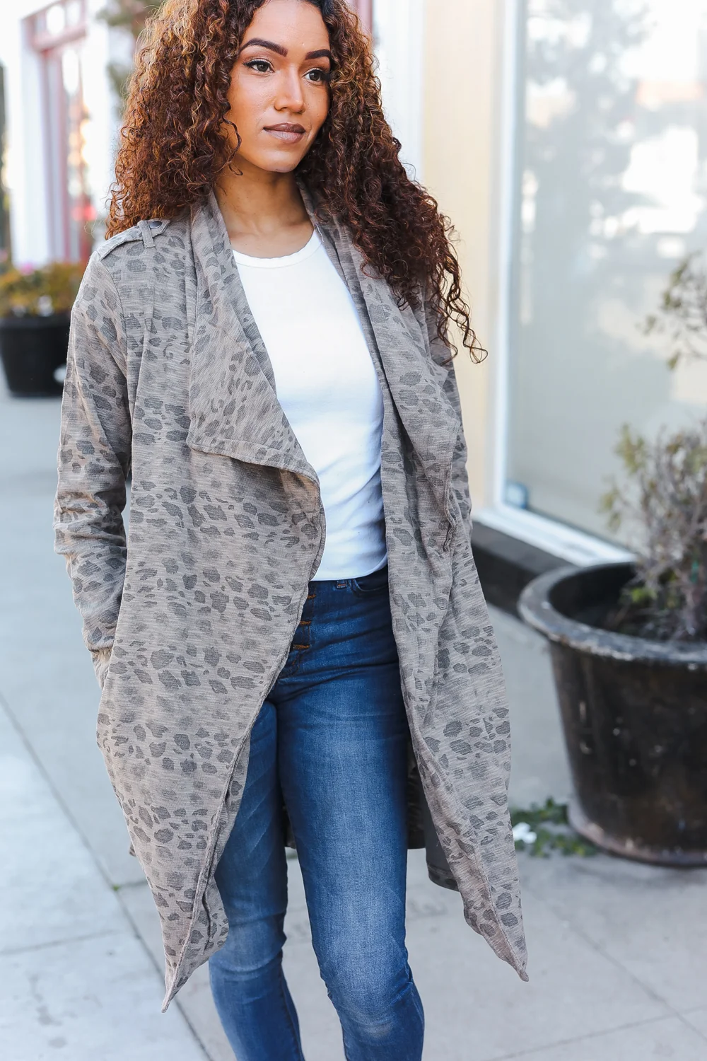 Olive Animal Cotton Heavy Cardigan - Image 2