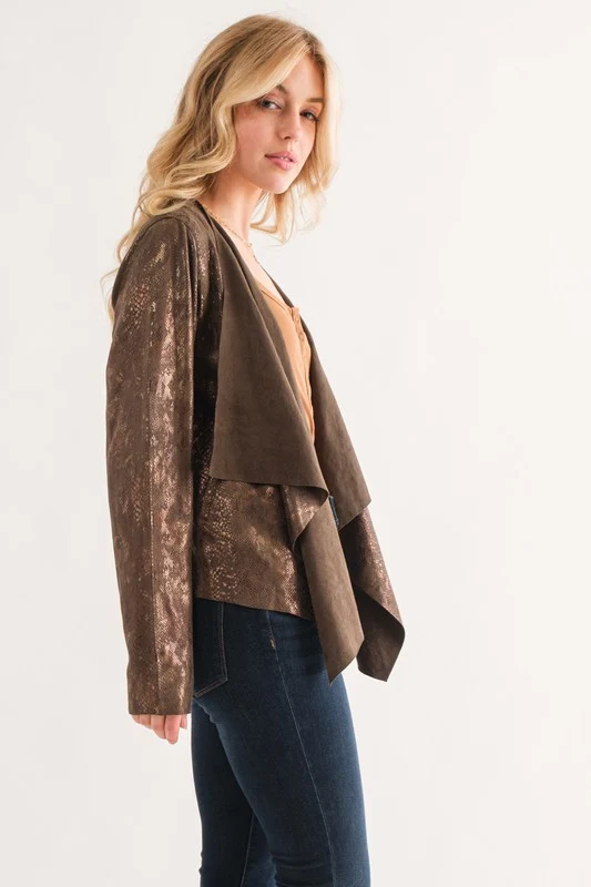 Plus Olive Animal Print Heavy Suede Cardigan - Image 5