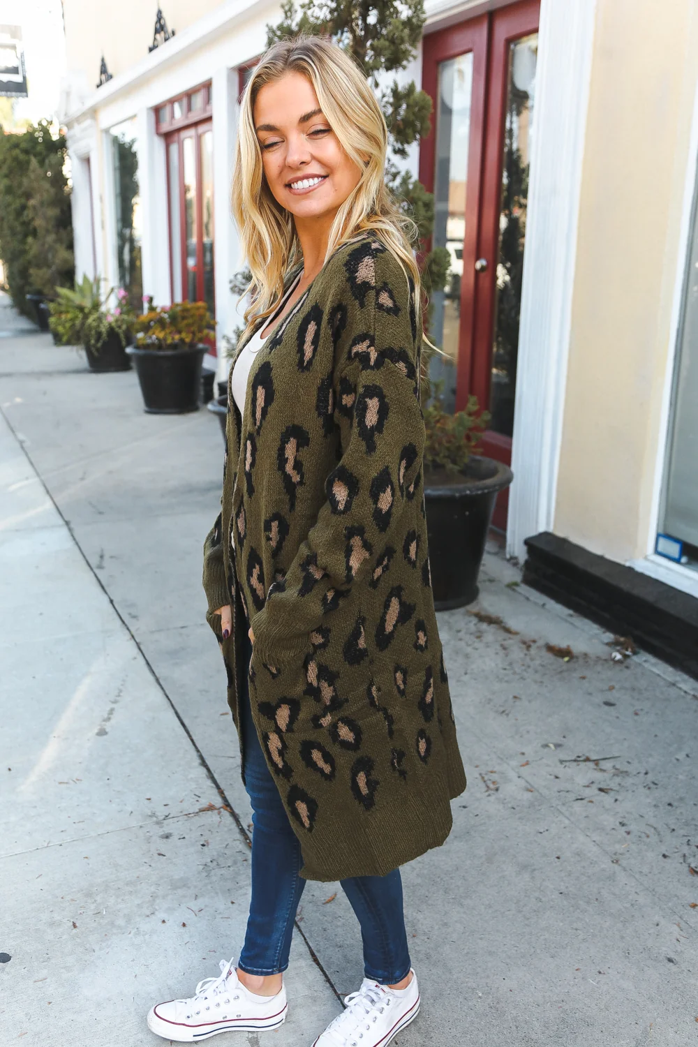 Olive Animal Thick Sweater - Image 3