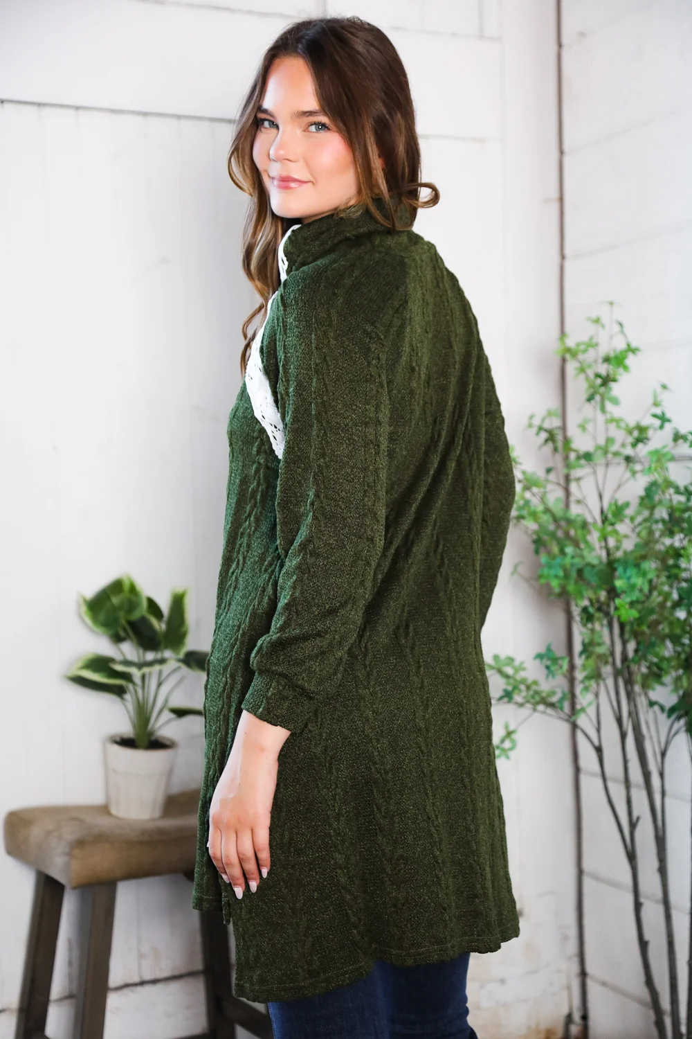 Olive Crochet Embellished Sweater Tunic - Image 9