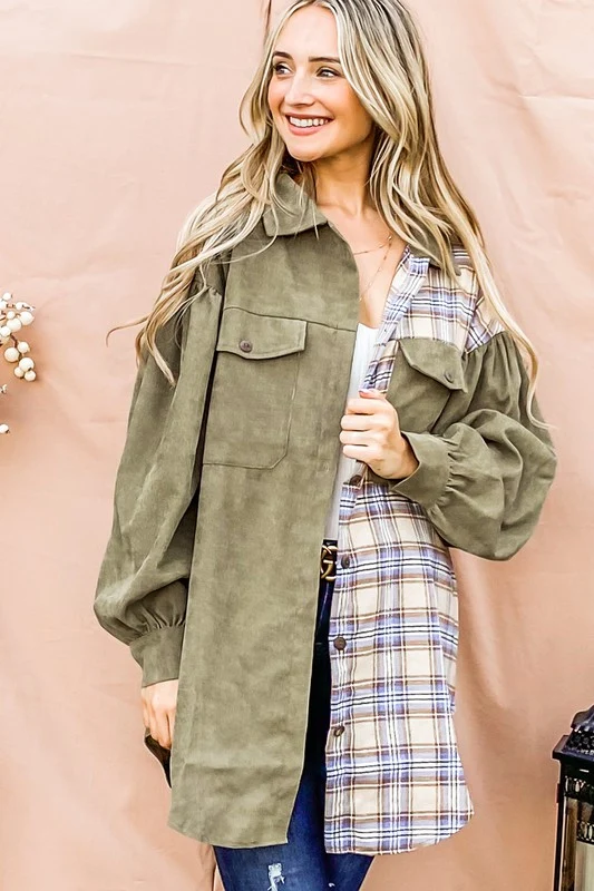 Olive & Plaid Design Blouse - Image 5