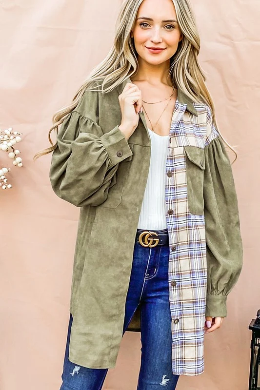 Olive & Plaid Design Blouse - Image 7