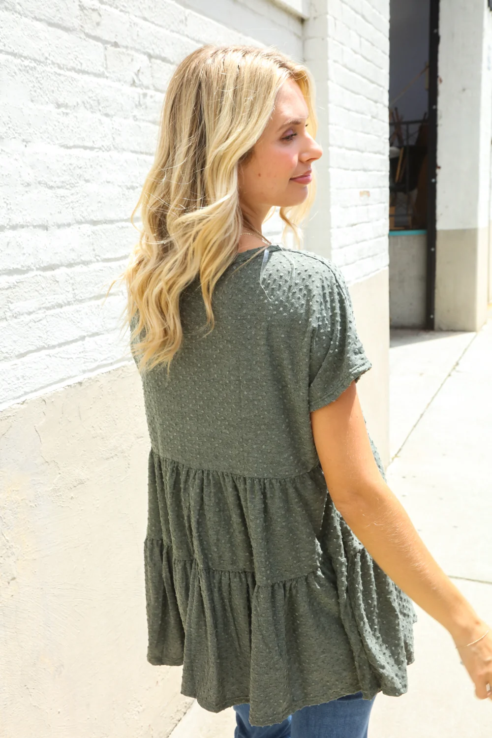 OLIVE SWISS DOT BLOUSE - Image 6