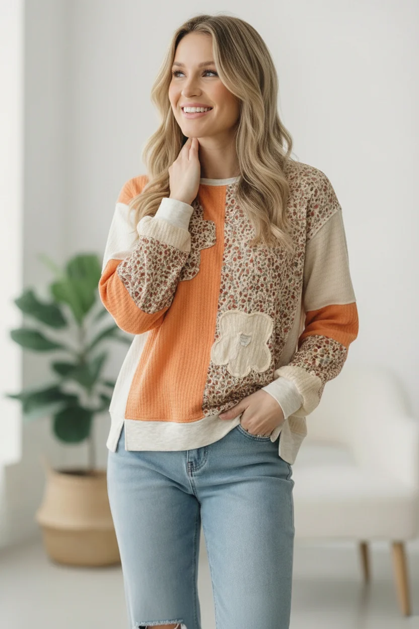 Orange Creamsicle Colorblock Pullover (Open Pack)