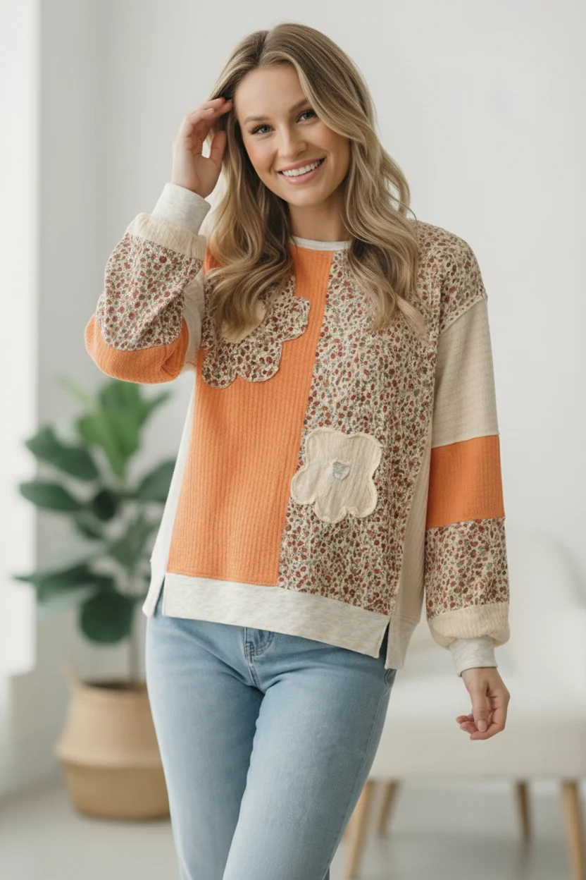 Orange Creamsicle Colorblock Pullover (Open Pack) - Image 7