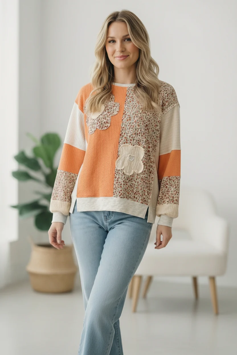 Orange Creamsicle Colorblock Pullover (Open Pack) - Image 8