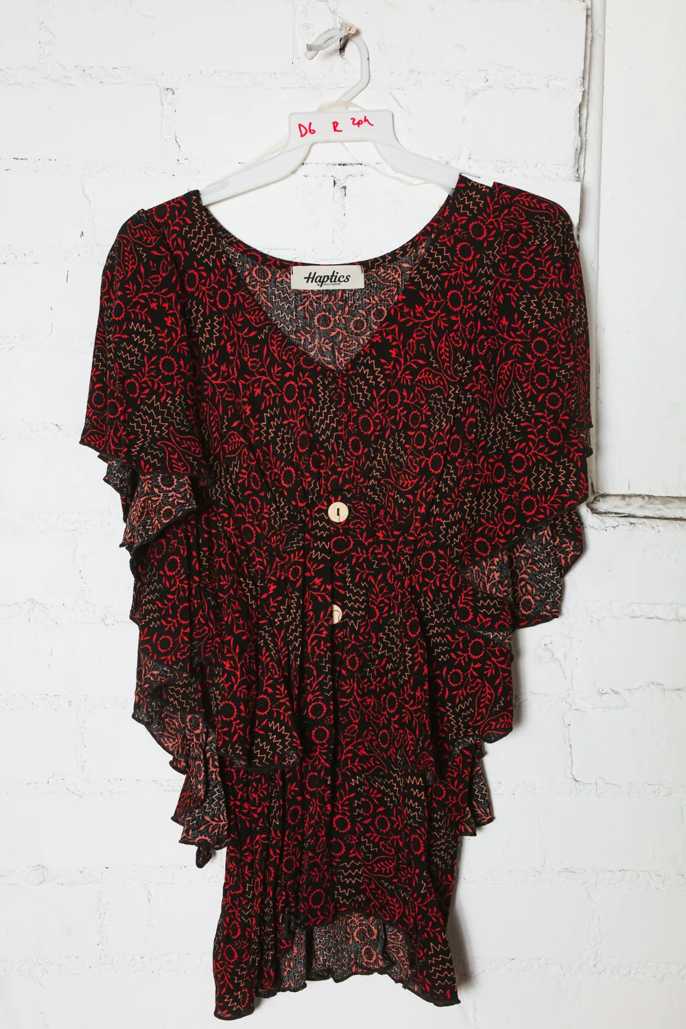 Orange Floral Print Ruffle Top