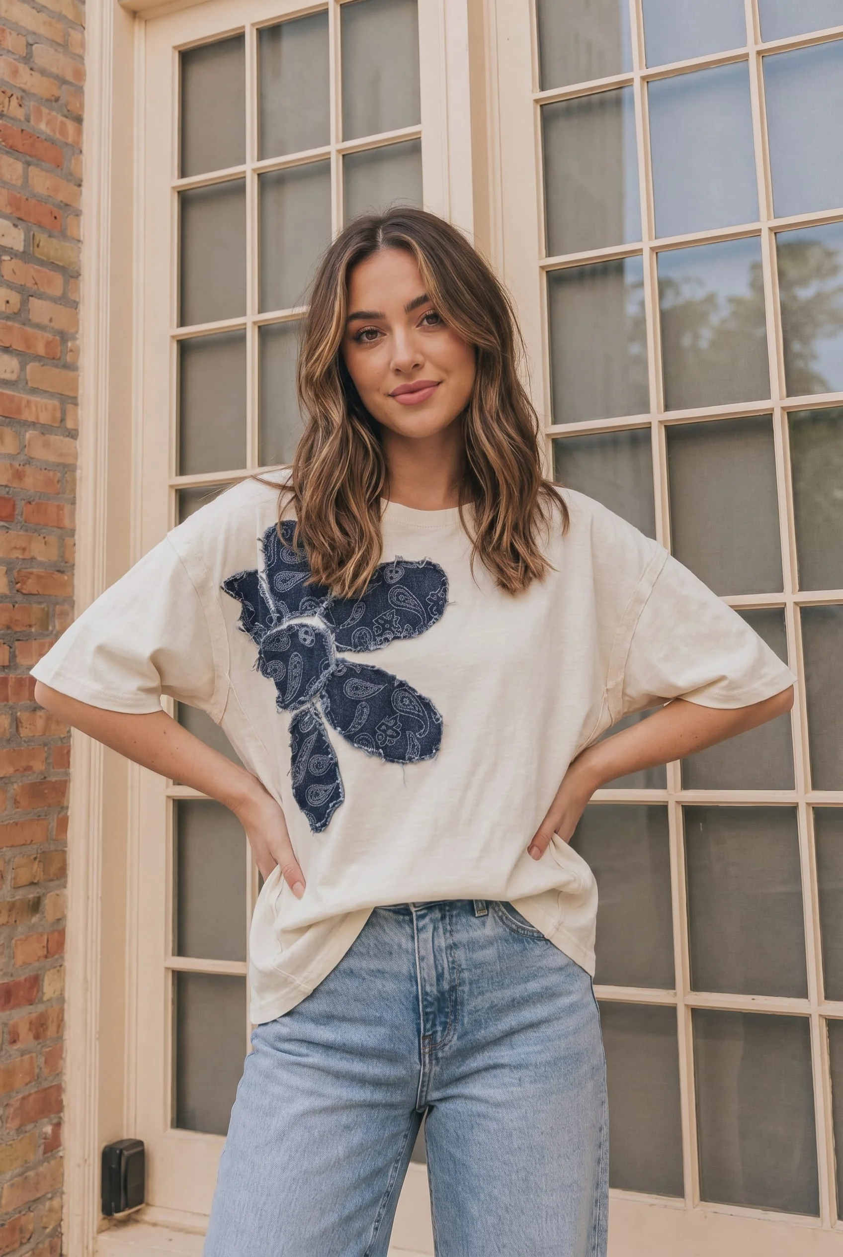 Paisley Petal Graphic Tee in Cream - Image 2