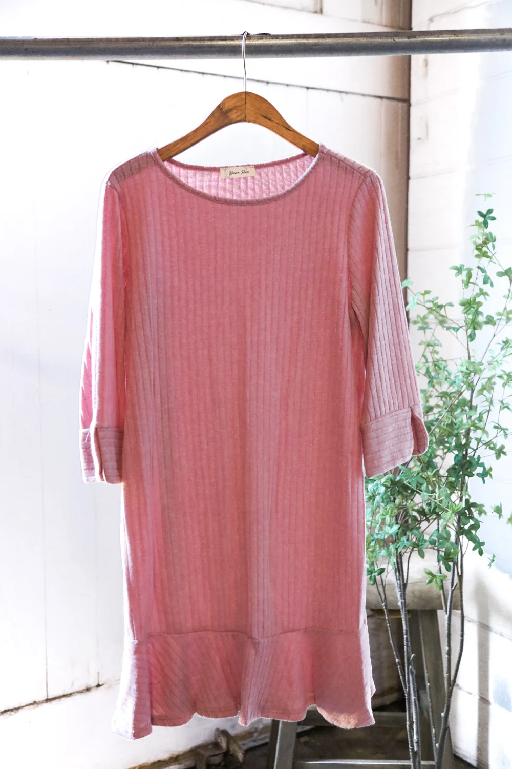 Pale Pink Ribbed Dress