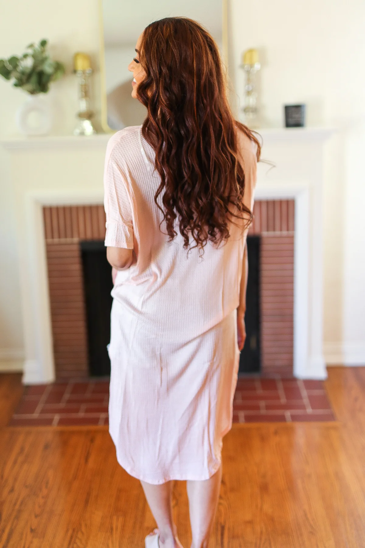 Peach High Low V Neck Top - Image 5