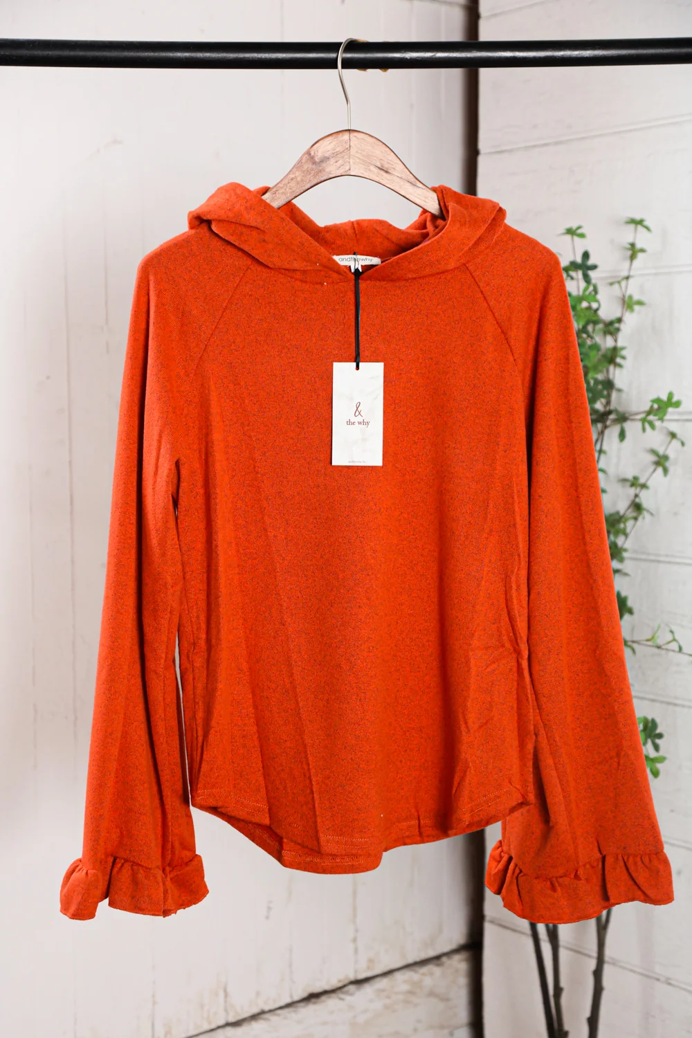 Persimmon Ruffle Cuffed Hoodie