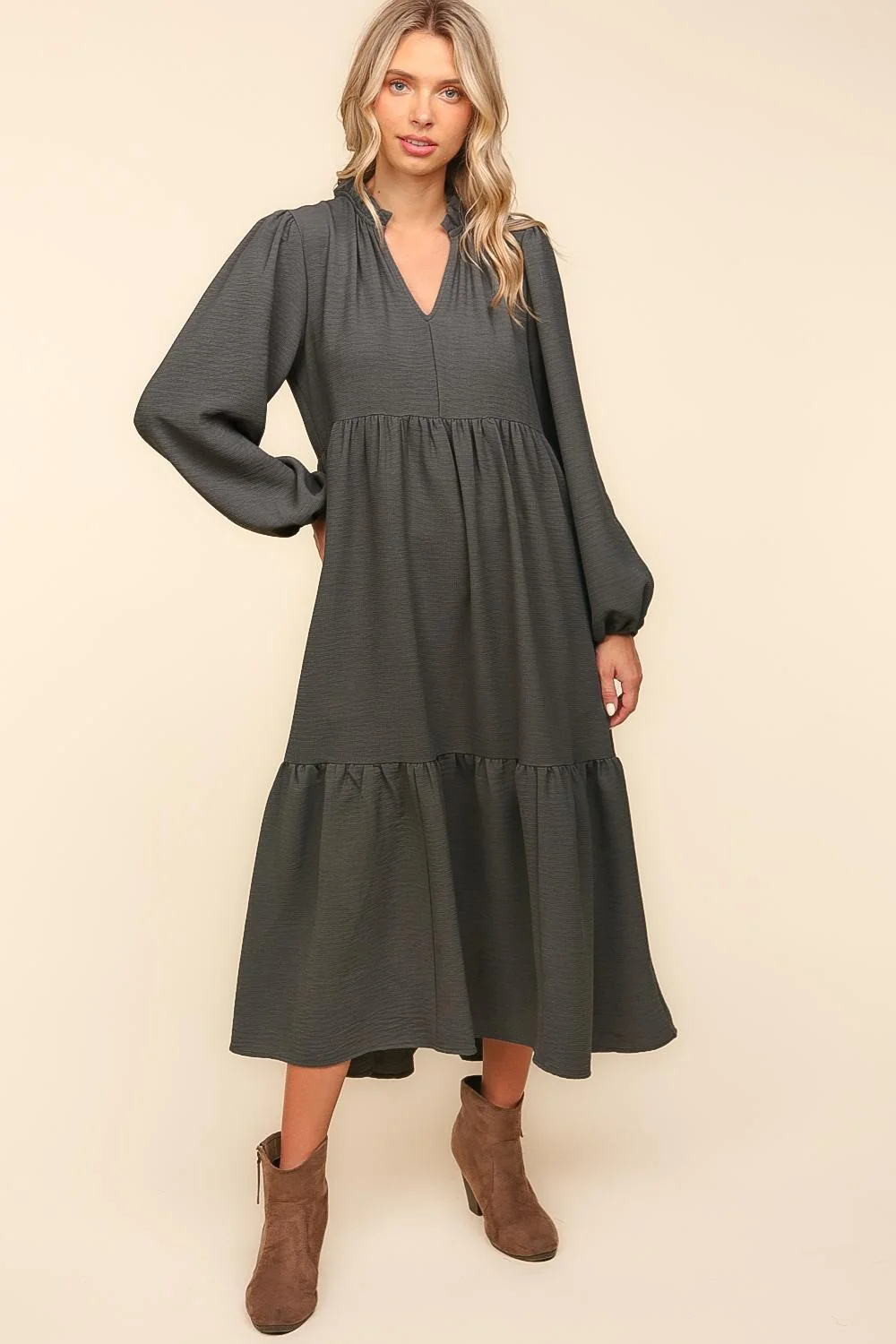 ASH BABYDOLL WOVEN MAXI DRESS WITH SIDE POCKETS - Image 3