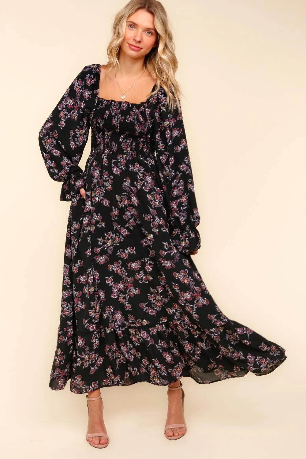 BABYDOLL FLORAL PRINT MAXI WITH SIDE POCKETS - Image 7