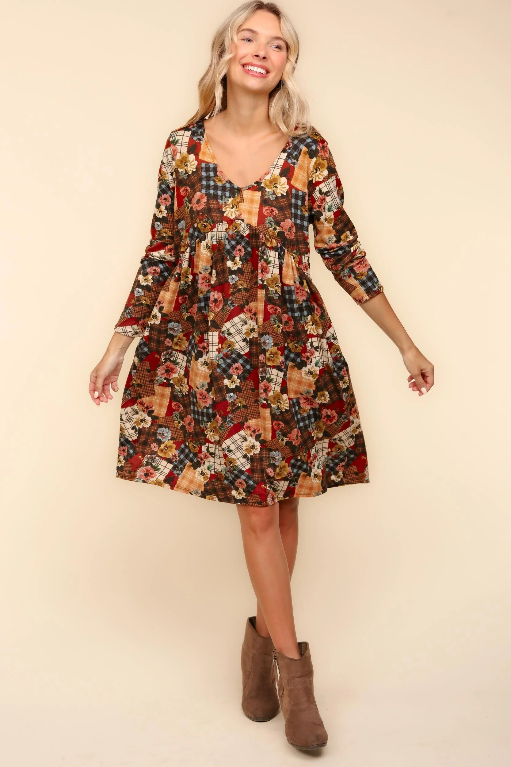 BABYDOLL LONG SLEEVE FLORAL PATCHWORK PRINT - Image 7