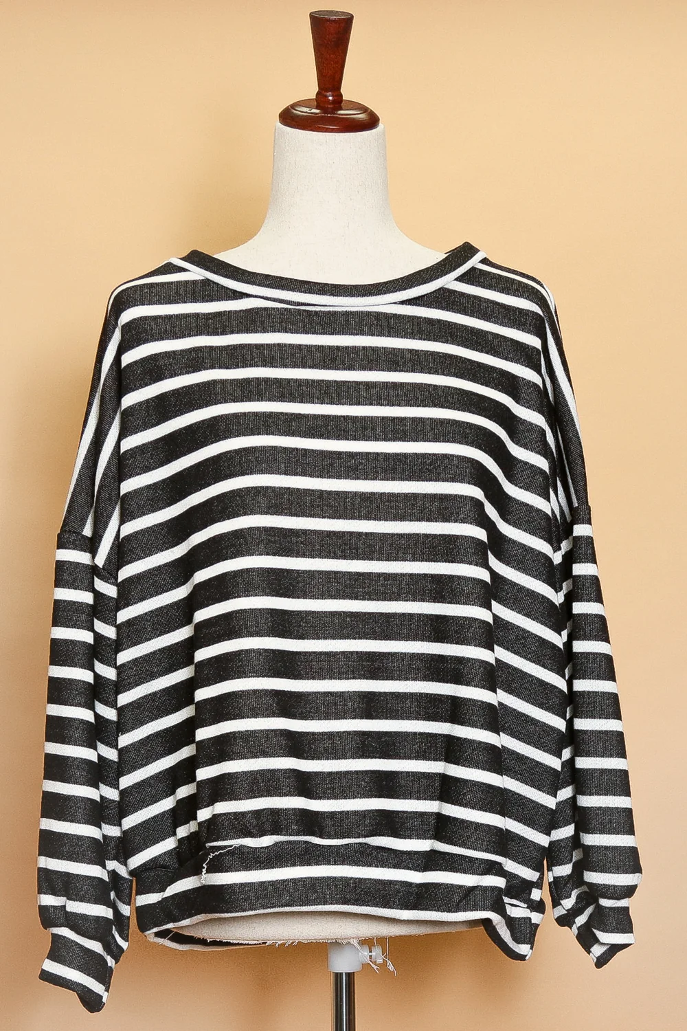 Black & Ivory French Terry Stripe Sweater - Image 2