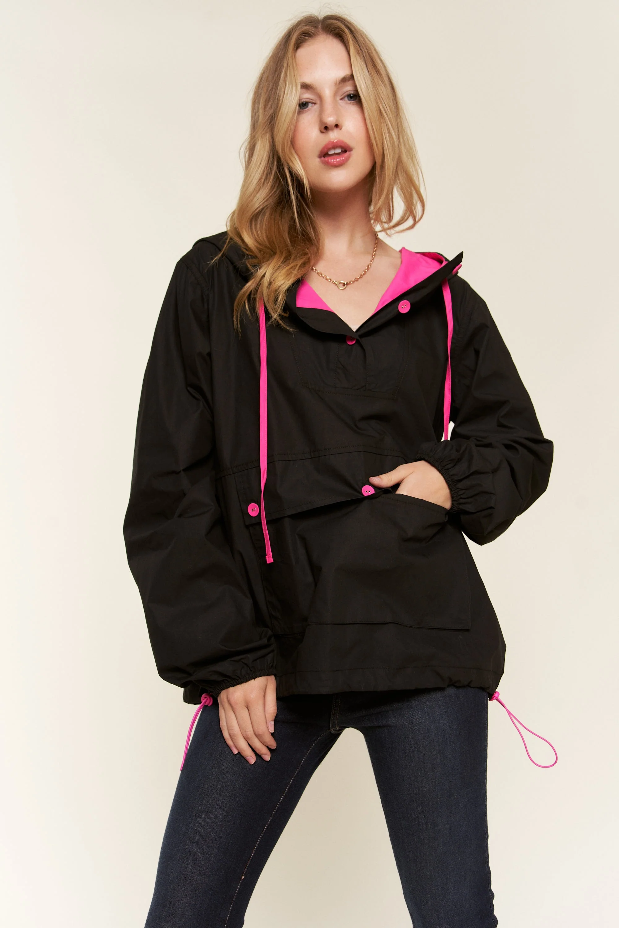 Black & Pink Pocket Coat - Image 2